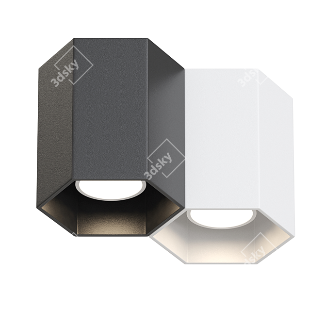 Hexagon LED Metal Ceiling Lamp 3D model image 1