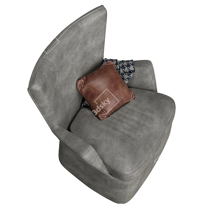 Bronze Metal Armchair in Ebano Chiaro 3D model image 4