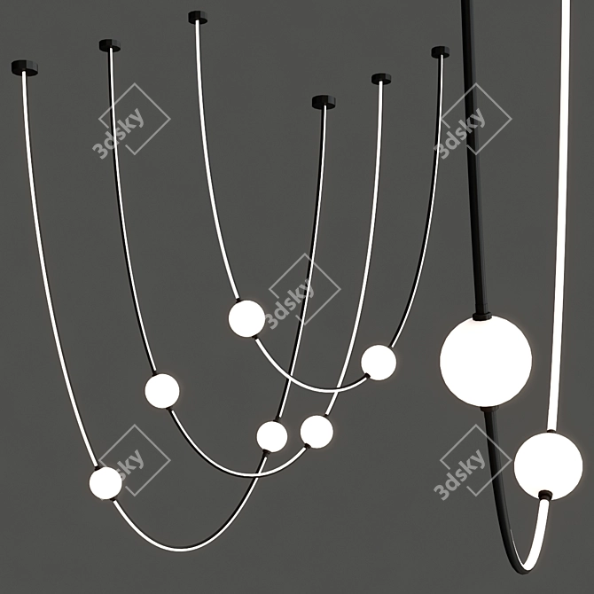 Black Acrylic LED Matrix Lamp 3D model image 5