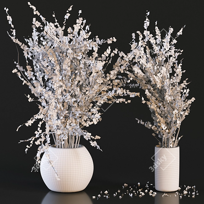 Branches in Concrete Vases Sculpture 3D model image 4
