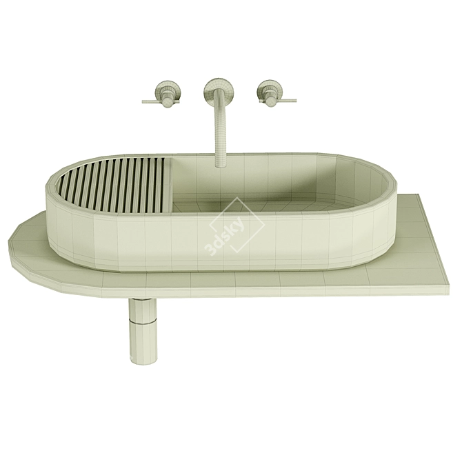 Sleek Concrete Basin for Modern Homes 3D model image 2