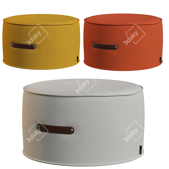 Boho Chic Round Ottoman 3D model image 1