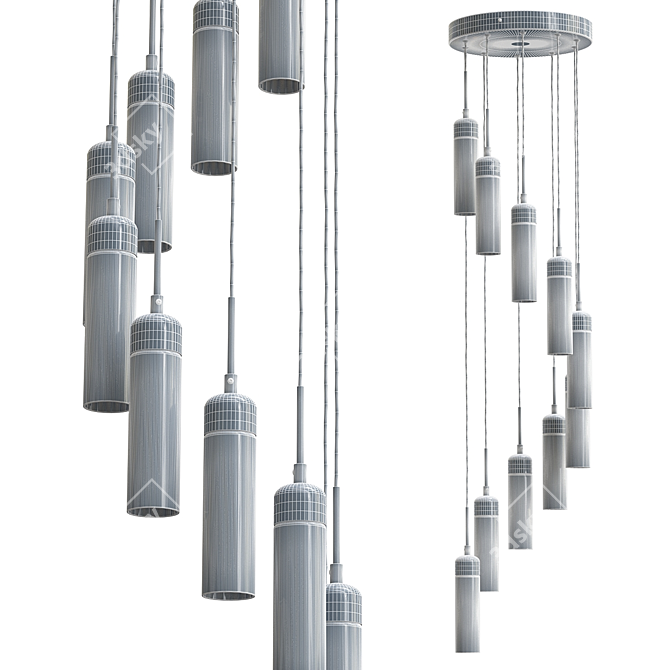 Contemporary Brass LED Chandelier 3D model image 3