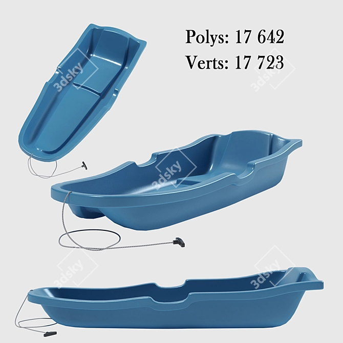 Scandinavian Pulka Snow Sled 3D model image 1