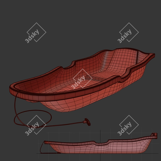 Scandinavian Pulka Snow Sled 3D model image 2