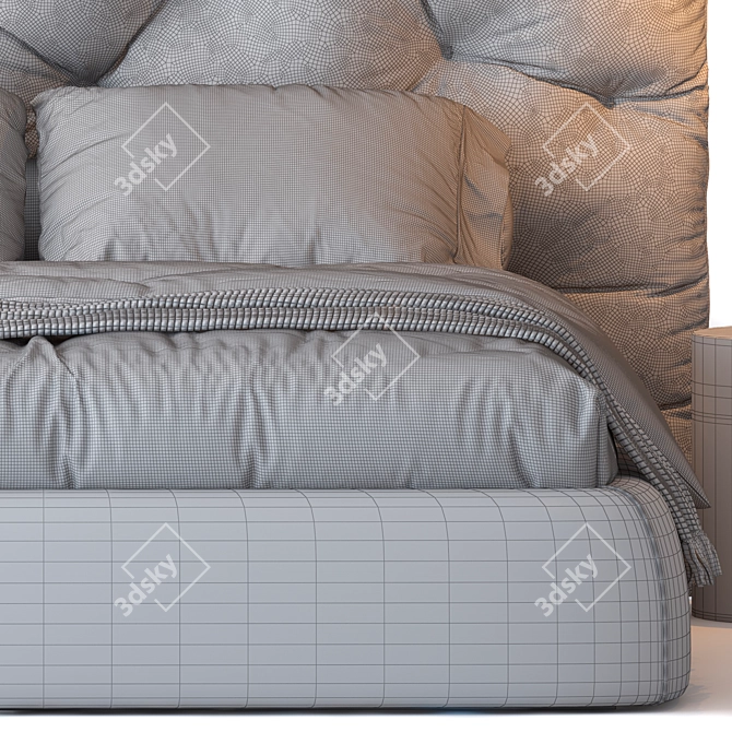 Modern Italian Bed Impunto 3D model image 4