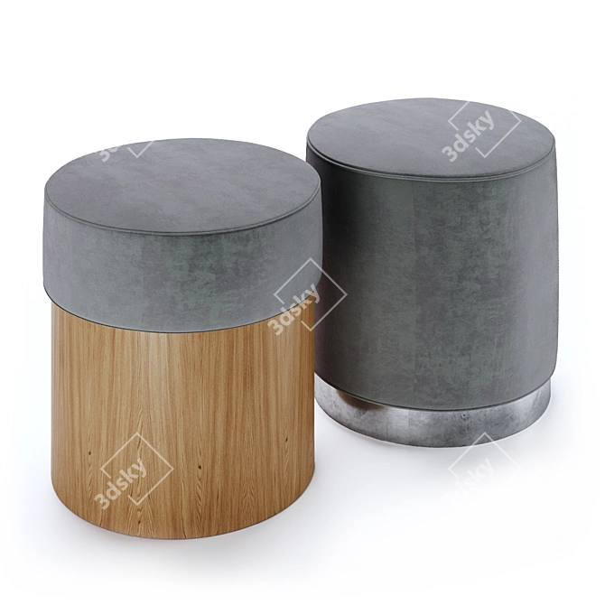 Elegant Noella Pouf and Ottoman 3D model image 2