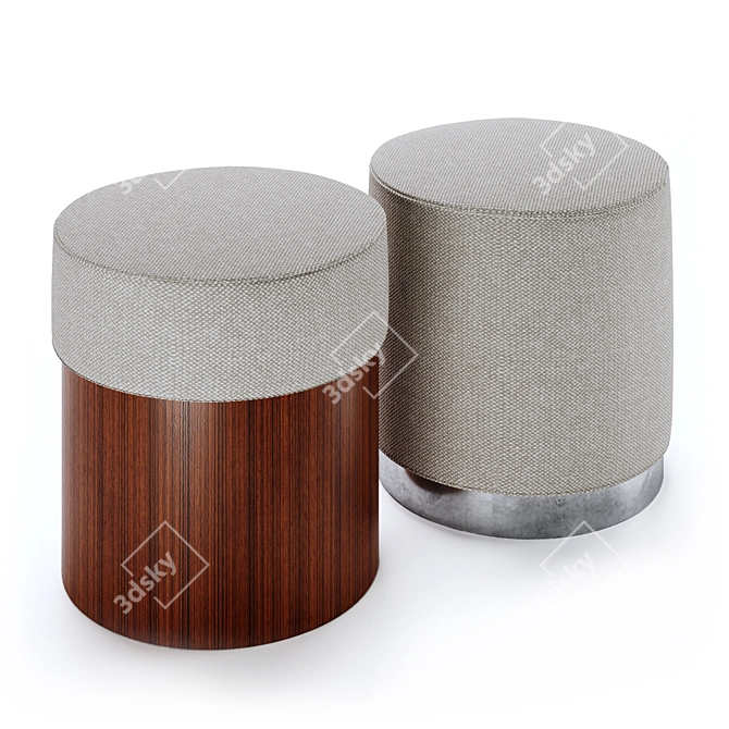 Elegant Noella Pouf and Ottoman 3D model image 3