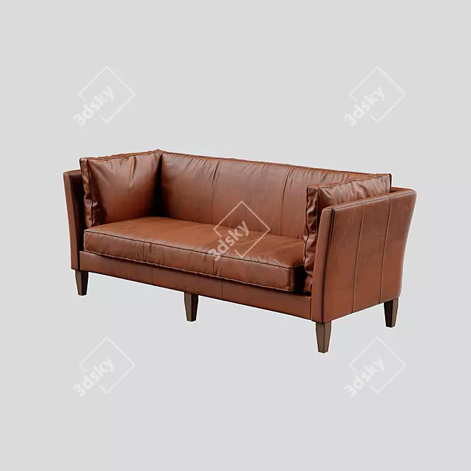 Premium Leather Straight Sofa Div-703 3D model image 3