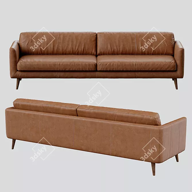 Premium Leather Classic Style Sofa 3D model image 1