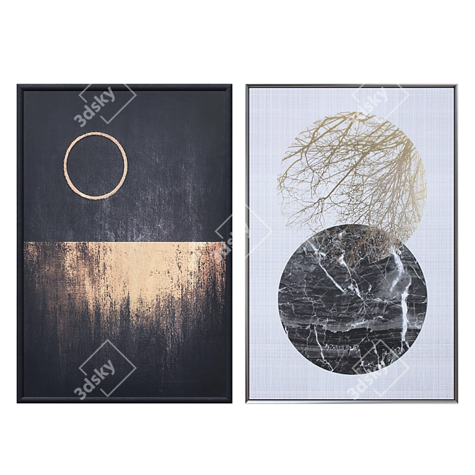 Golden Moon Sun Canvas Art 3D model image 1