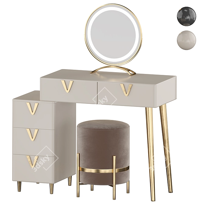 ORLA Modern Vanity Set: Sleek & Functional 3D model image 3