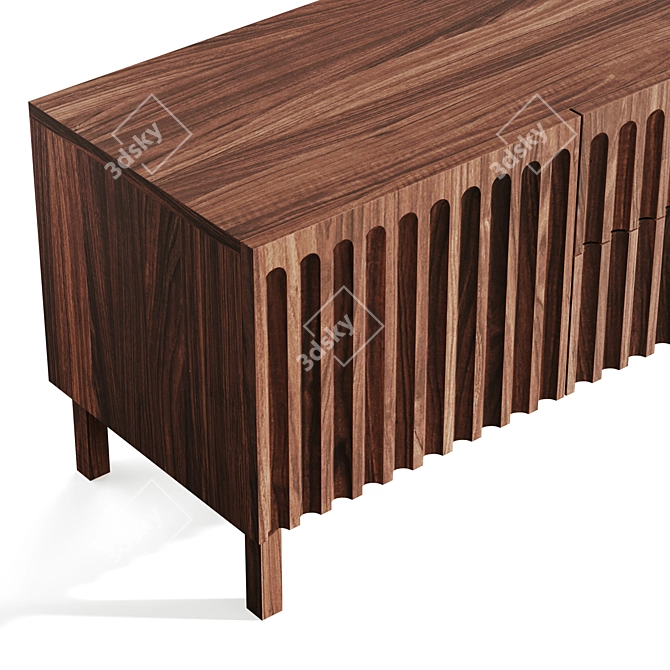 Modern Fluted TV Media Console 3D model image 2