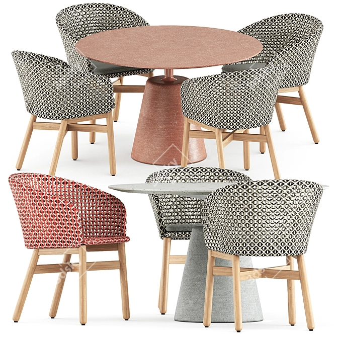 Outdoor Duo: Mbrace Armchair & Rock Table 3D model image 1
