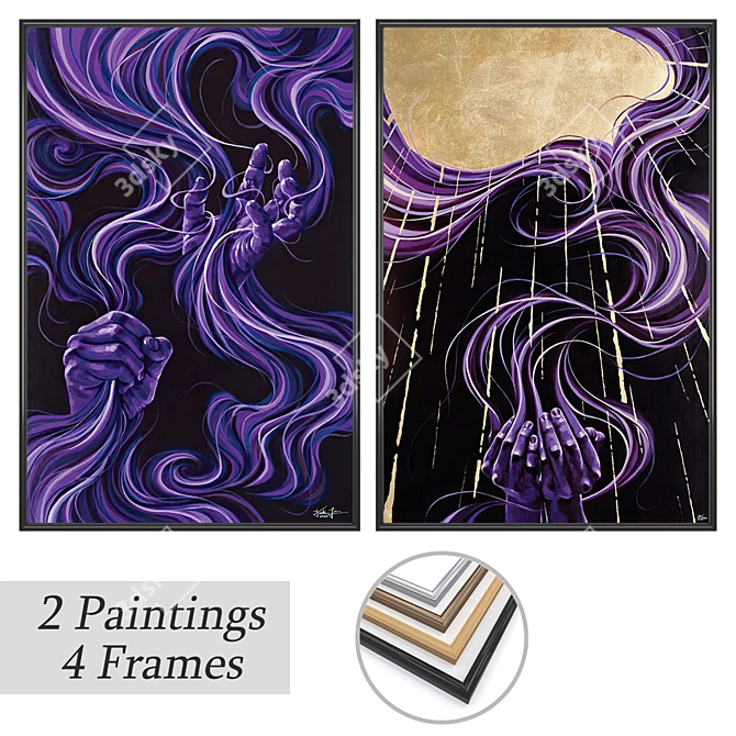 Wall Art Set with Frame Options 3D model image 1