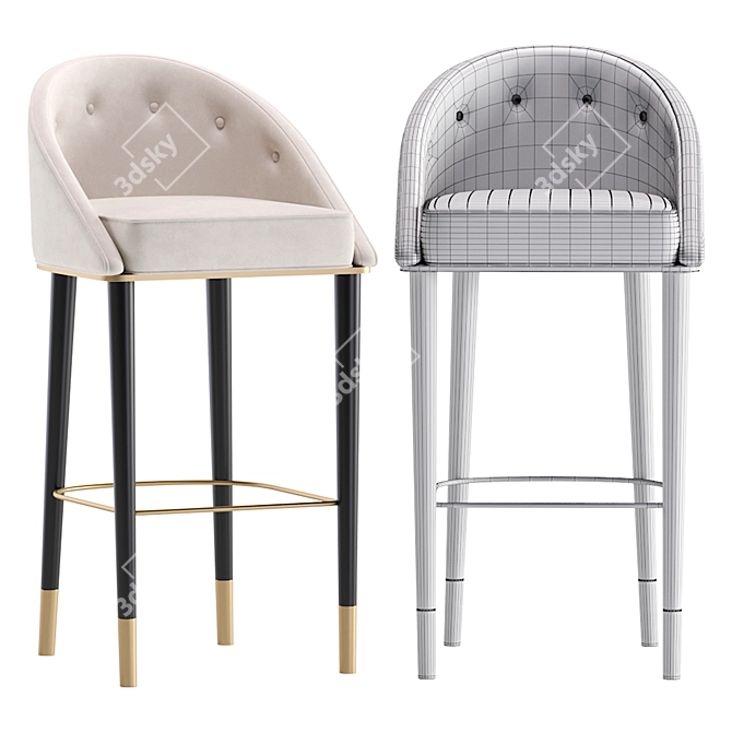 Modern Vegas Bar Stool Collection 3D model image 4