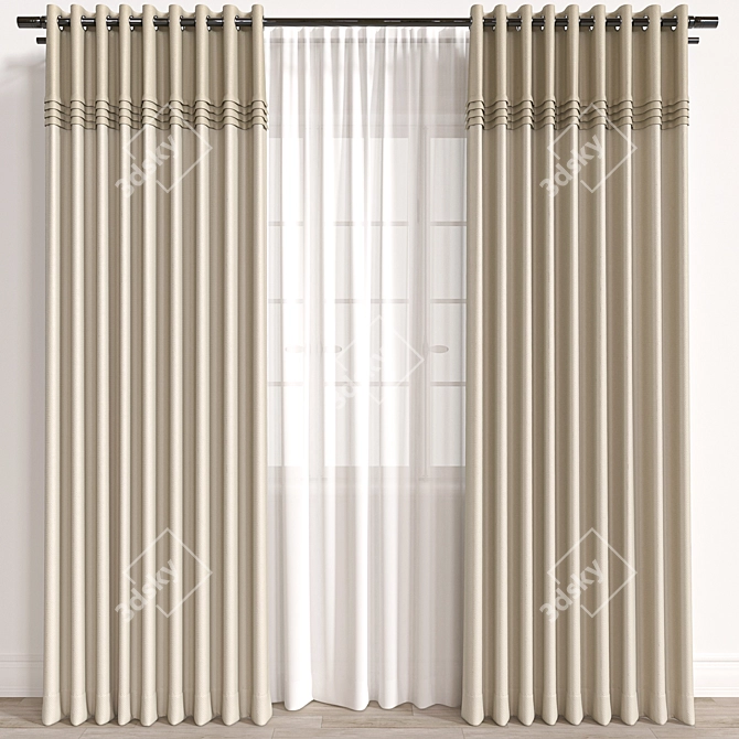 Vray & Corona Compatible Curtain 3D model image 1