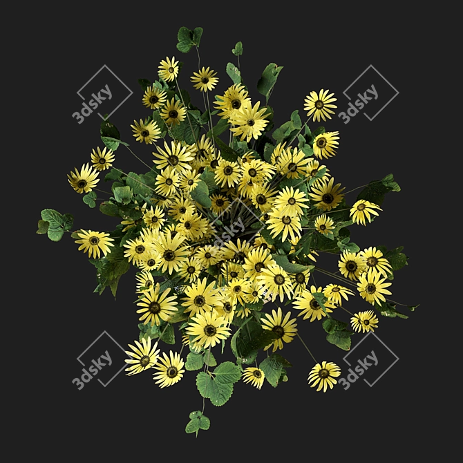 Sunshine Bouquet in Glass Vase 3D model image 2