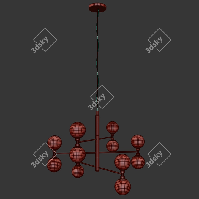 Sleek Black Glass Sphere Pendant 3D model image 6