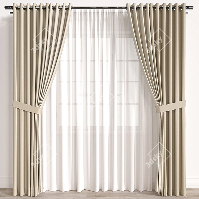Modern Rendered Curtain Model, FBX-OBJ 3D model image 2