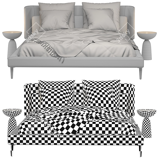 Urban Elegance Double Bed 3D model image 3