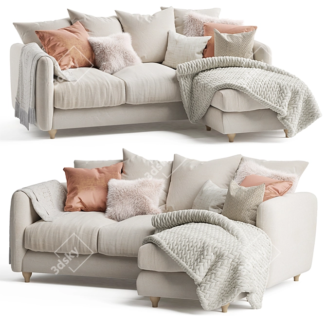 Elegant Podge Sofa Chaise Home 3D model image 1