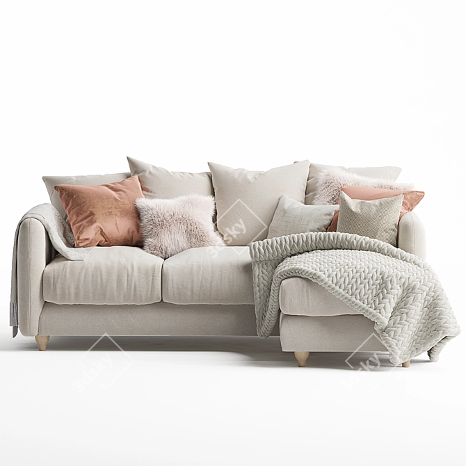 Elegant Podge Sofa Chaise Home 3D model image 2