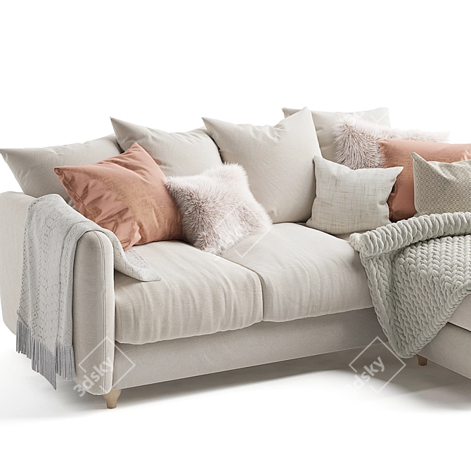 Elegant Podge Sofa Chaise Home 3D model image 3