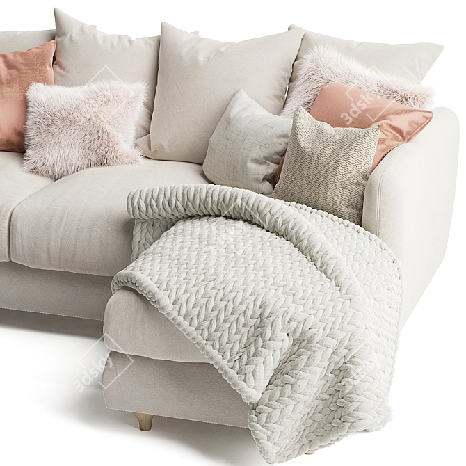 Elegant Podge Sofa Chaise Home 3D model image 6