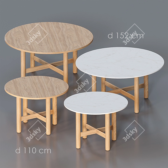 Luxury Marble Dining Table Round 3D model image 5