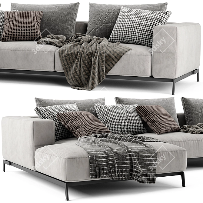 Flexform Ettore Chaise 2-Seater Sofa 3D model image 3