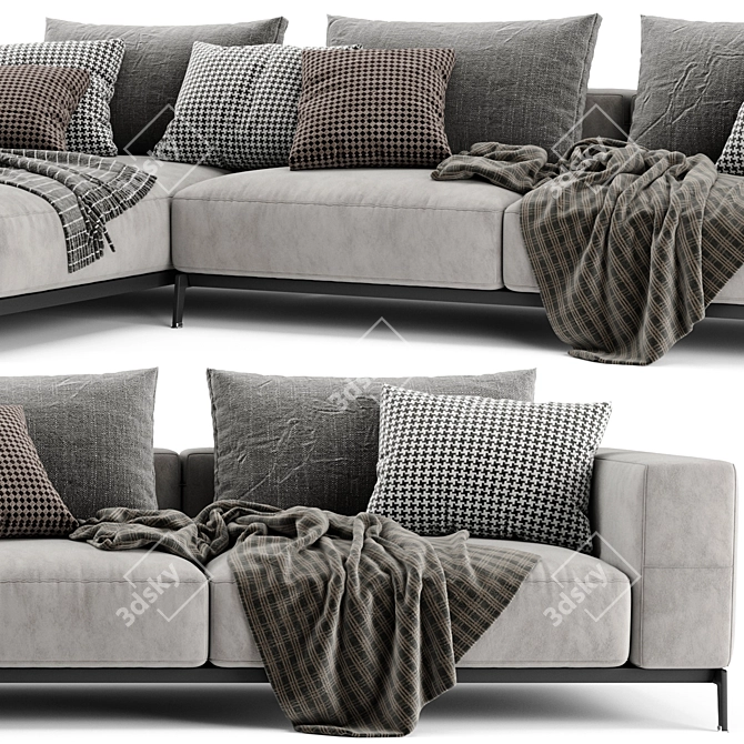 Flexform Ettore Chaise 2-Seater Sofa 3D model image 4