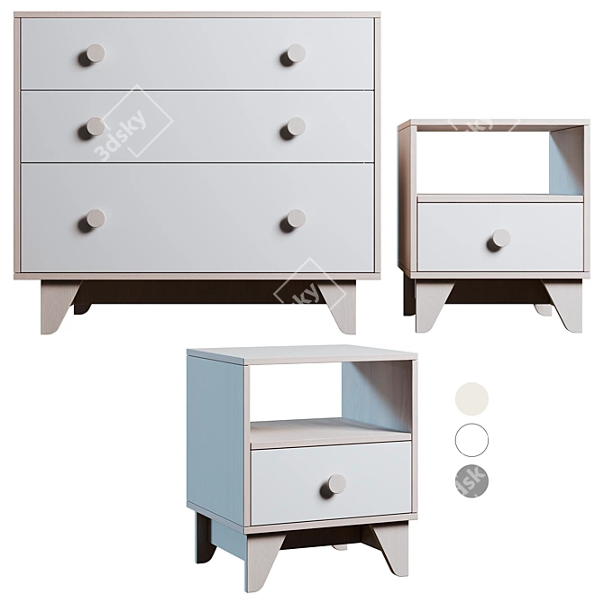 Ellipse Line Bedside Table and Dresser 3D model image 1