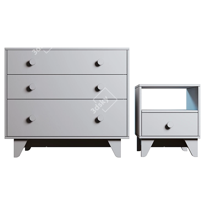 Ellipse Line Bedside Table and Dresser 3D model image 4