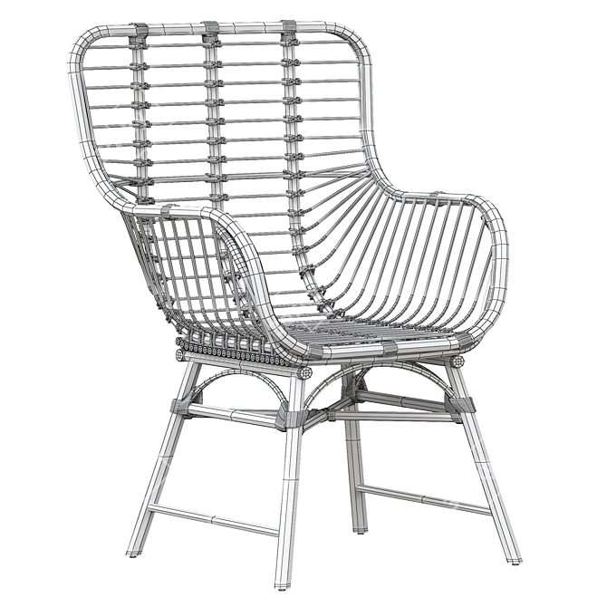 Natural Rattan Accent Chair TOGO 3D model image 4