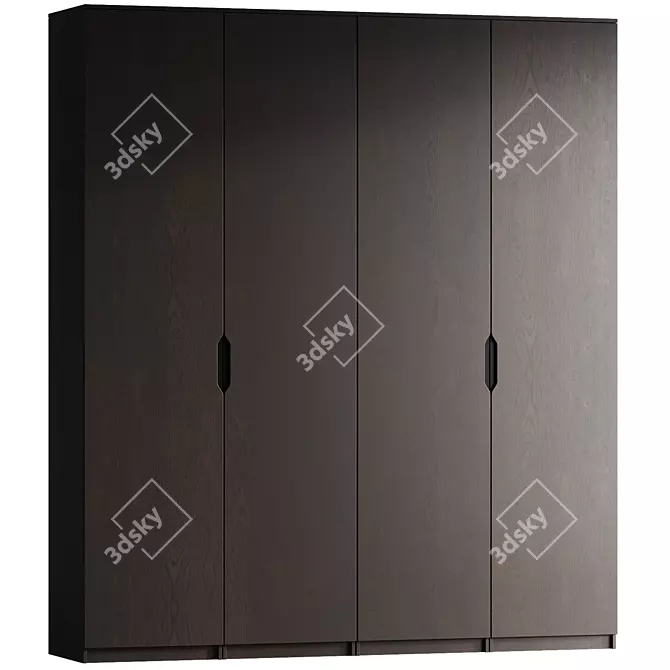 Minimalist Dark Wood Wardrobe 3D model image 1