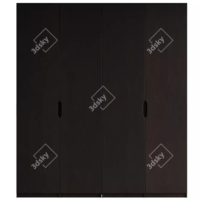 Minimalist Dark Wood Wardrobe 3D model image 2