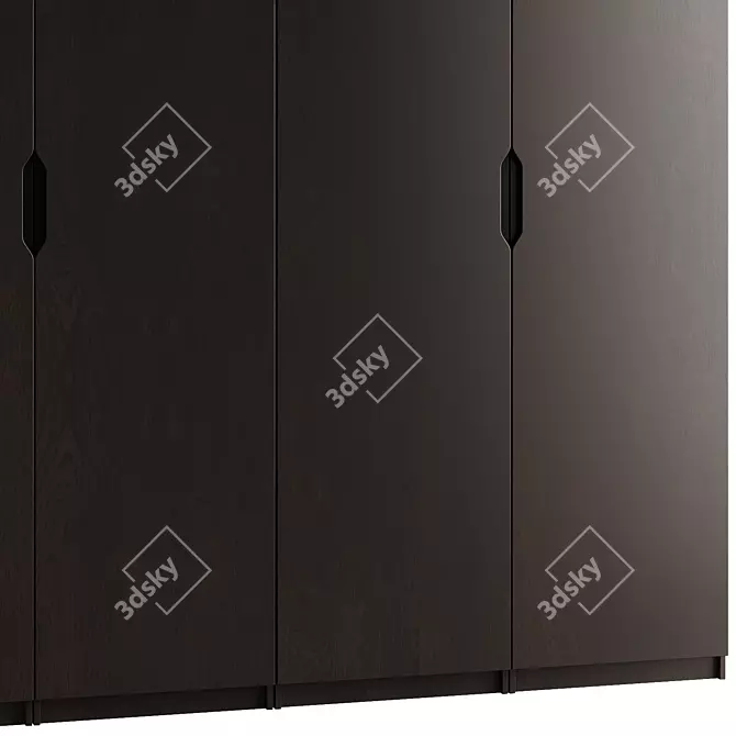 Minimalist Dark Wood Wardrobe 3D model image 4