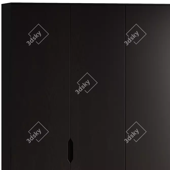 Minimalist Dark Wood Wardrobe 3D model image 5