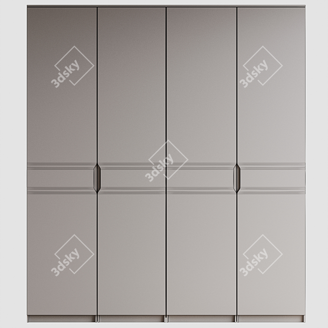 Minimalist Dark Wood Wardrobe 3D model image 6