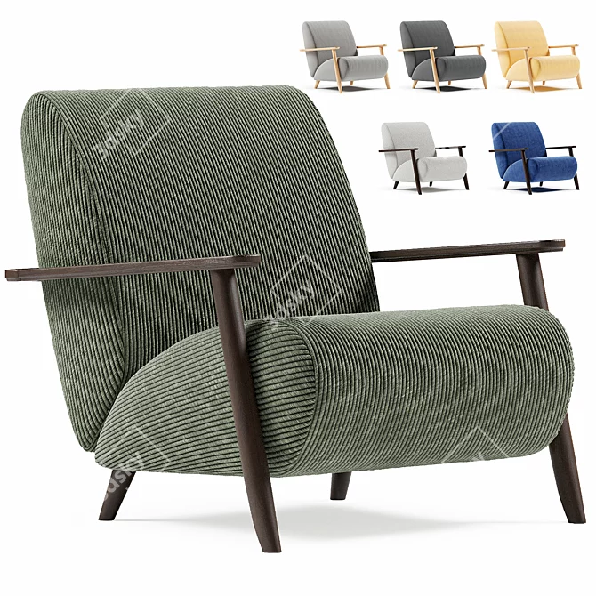 Elegant Armchair Marthan in 6 Colors 3D model image 8