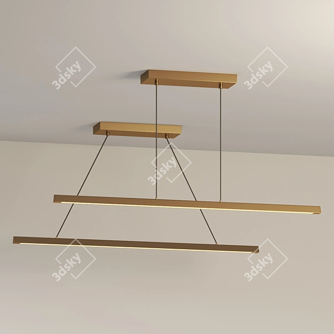 Elegant Linear LED Suspension Light 3D model image 3