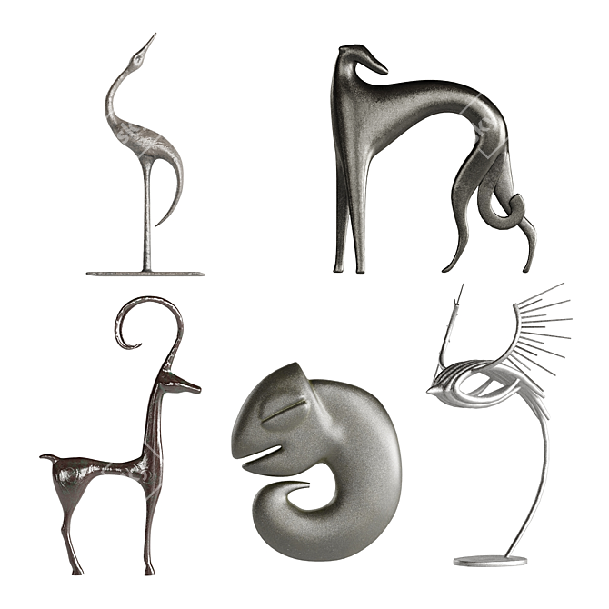 Abstract Animal Sculpture Collection 3D model image 1