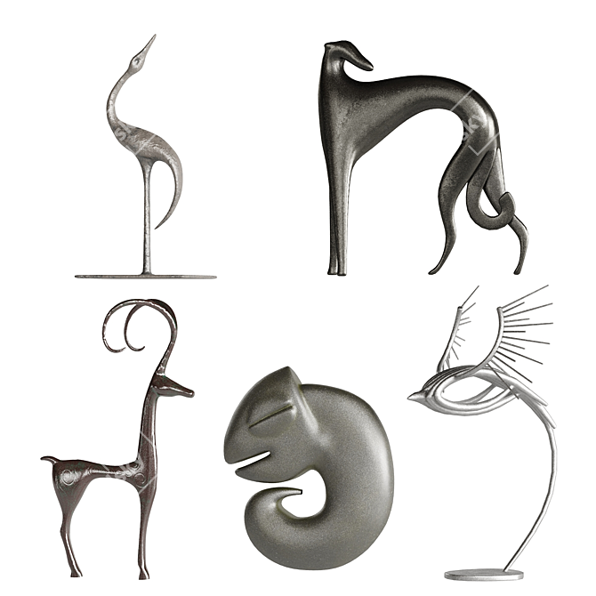 Abstract Animal Sculpture Collection 3D model image 2