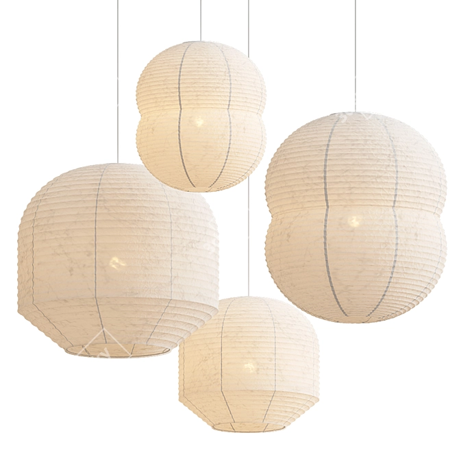 Elegant Hotaru Pendant Lanterns 3D model image 1