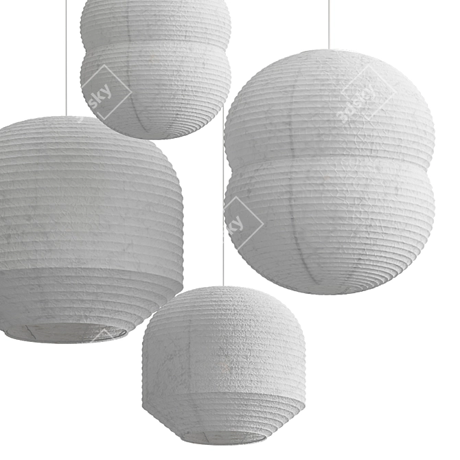 Elegant Hotaru Pendant Lanterns 3D model image 2