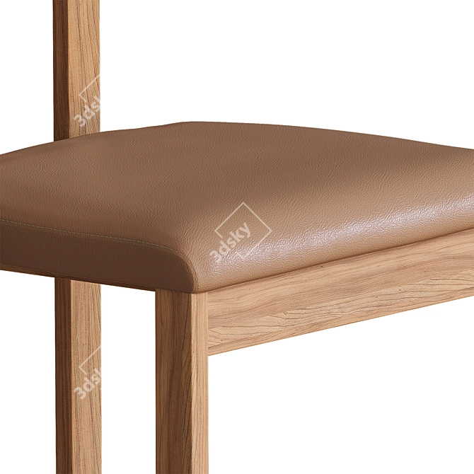 Modern Wood & Leather Stool 3D model image 3