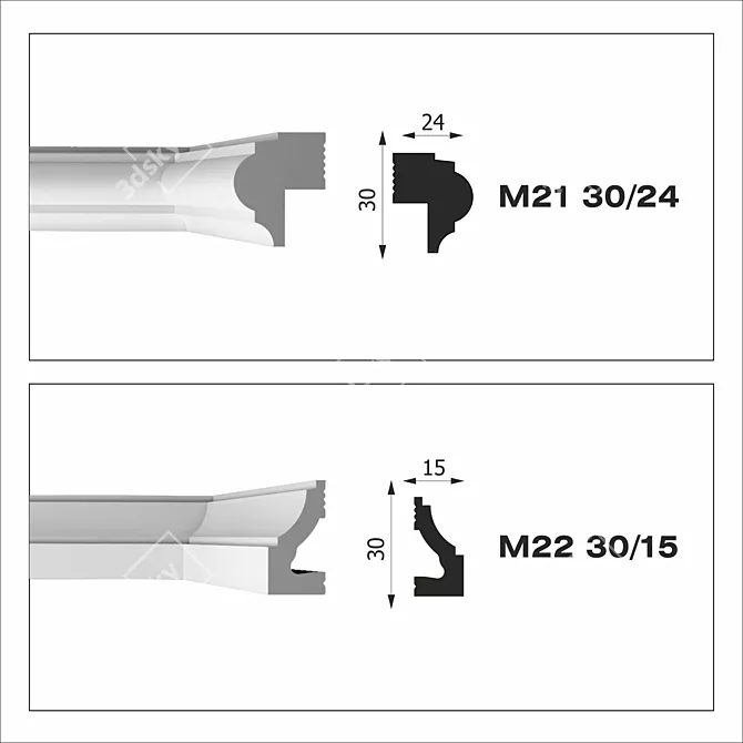 Deco Molding Set for Panels 3D model image 2