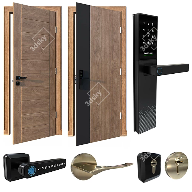 Modern Door Package Collection Set 3D model image 1