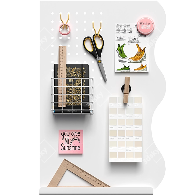 Minimalist Modern Memo Board 3D model image 4